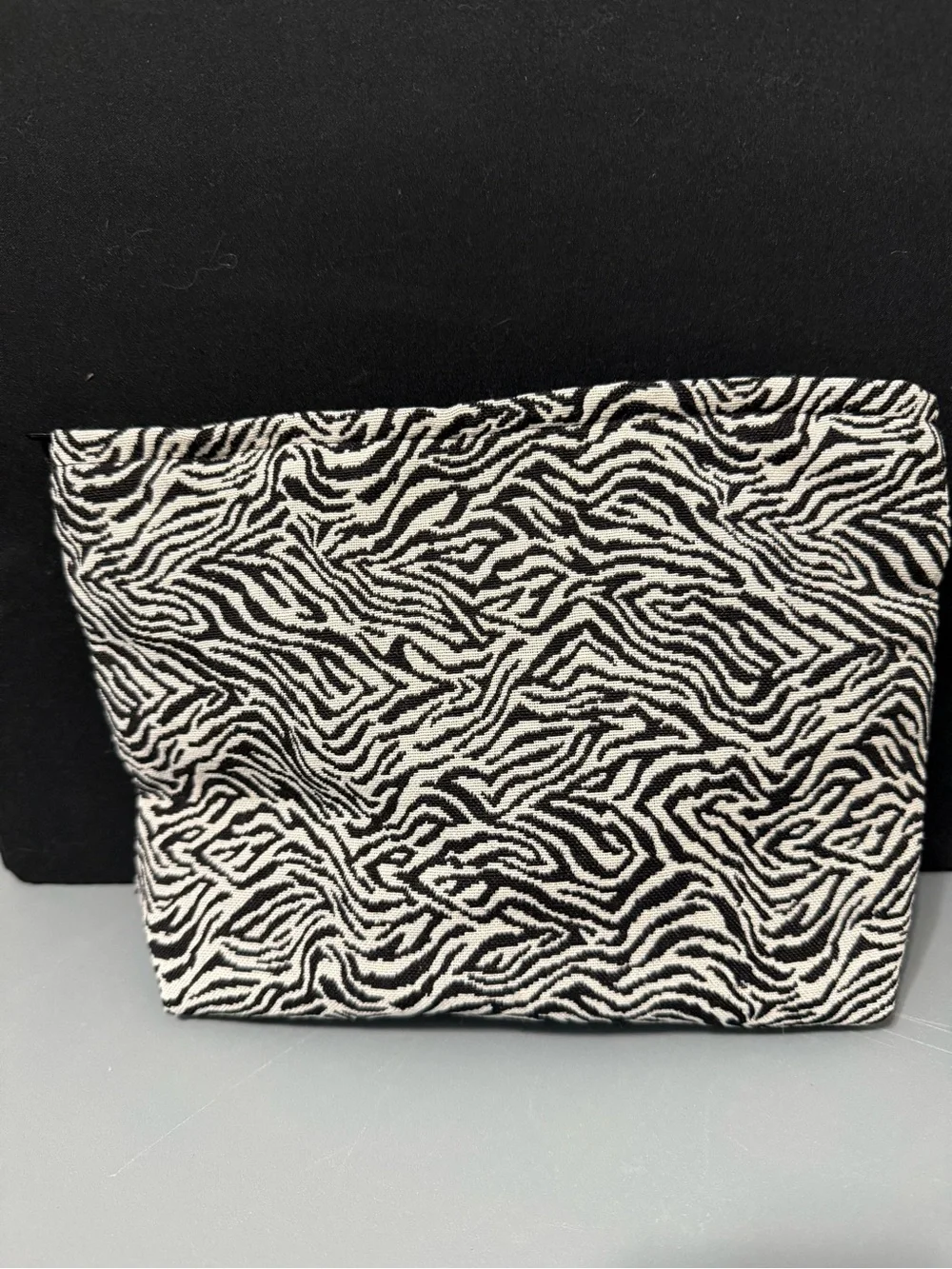 Pleasant Time Zebra Print Cosmetic Pouch - Black & White